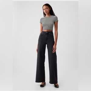 NWT Gap High Rise Stride wide leg jeans black size 27 4R retail $79.95